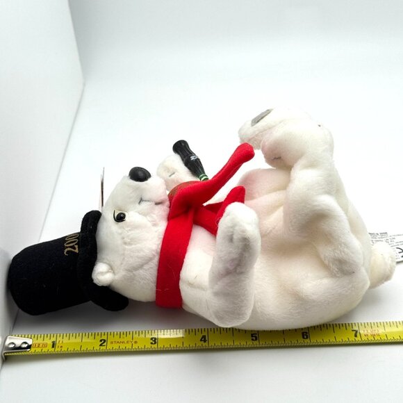 2000 Coca-Cola Exclusive Polar Bear Bean Bag Plush Toy With Red Scarf - Picture 3 of 14